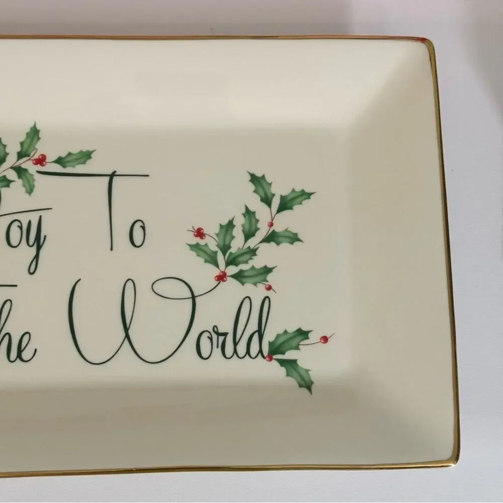 NIB Lenox‎ Holiday Joy To The World Rectangular Sentiment Tray 11